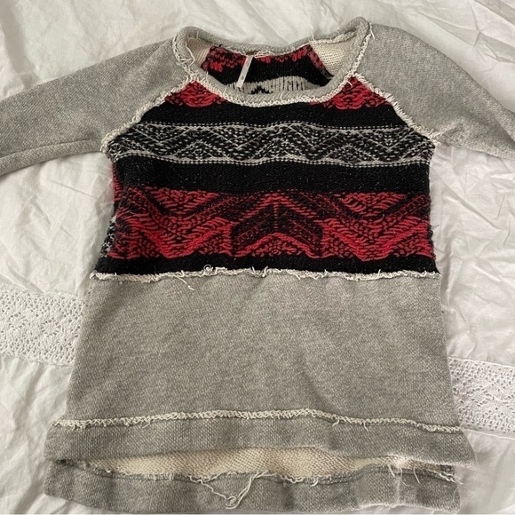 Free People XS Snow Angel Pullover Sweater bohemian high low - Picture 5 of 10